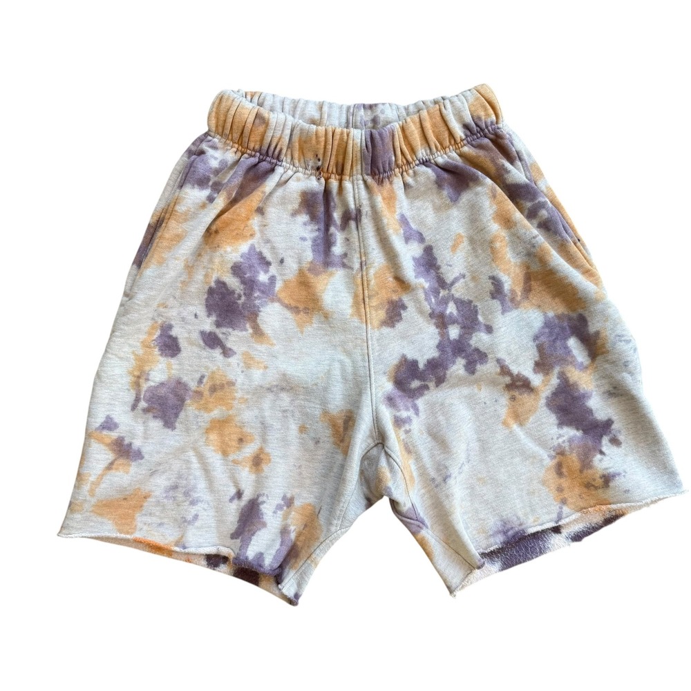 Mnml Tie Dye Sweat Shorts Purple Orange Cotton Fleece Raw Hem Mens Small